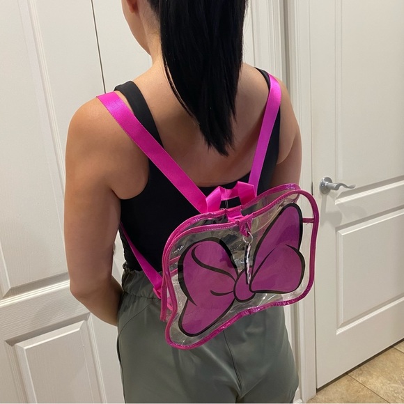 Minnie Mouse clear plastic pink bow mini back pack swim Dance bag Disney Store - Picture 7 of 8